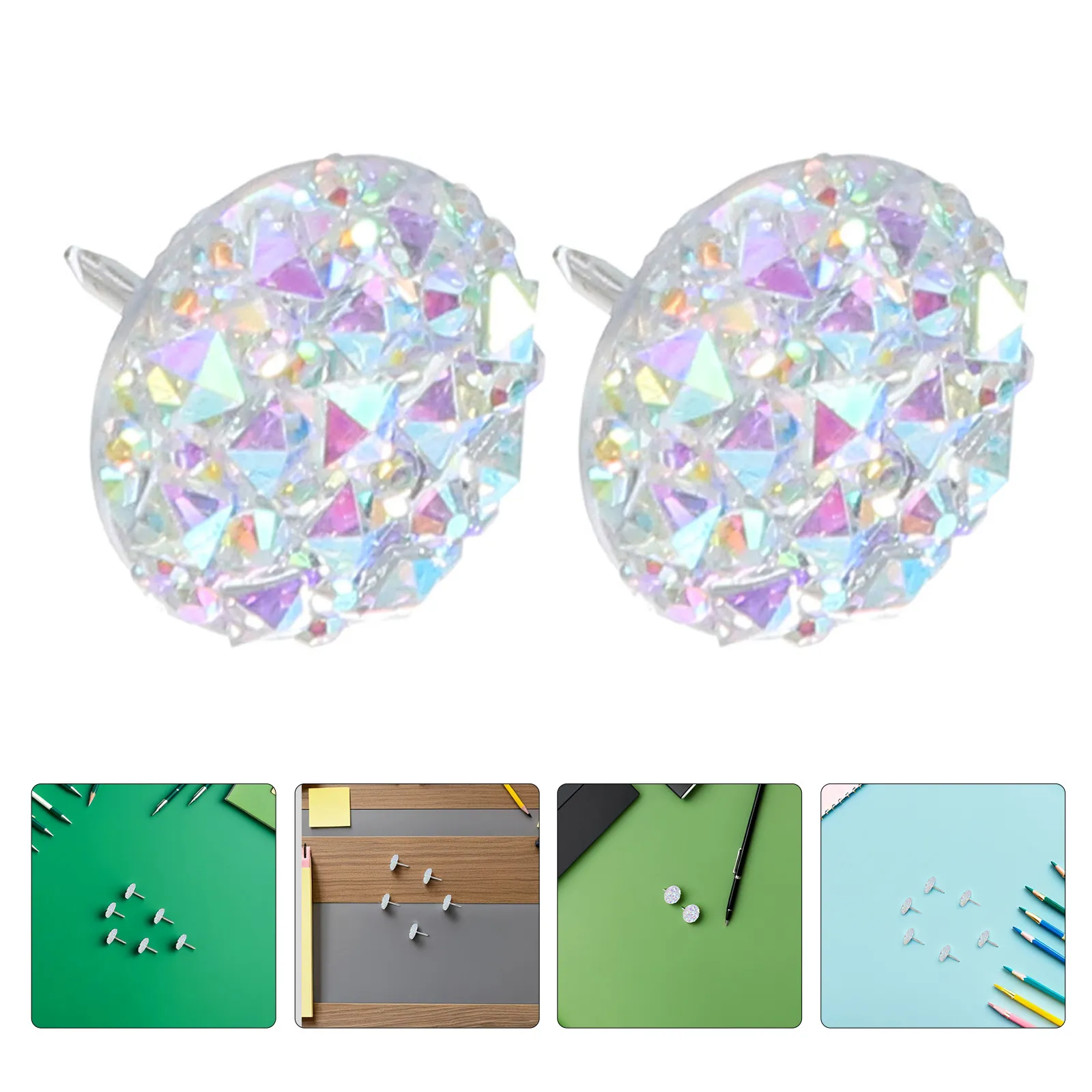 

60 шт. декоративных кнопок-гвоздиков из смолы со стразами, блестящие, для досок объявлений, фотографий, карт, заметок, милые кнопки для пробковых досок, офисные