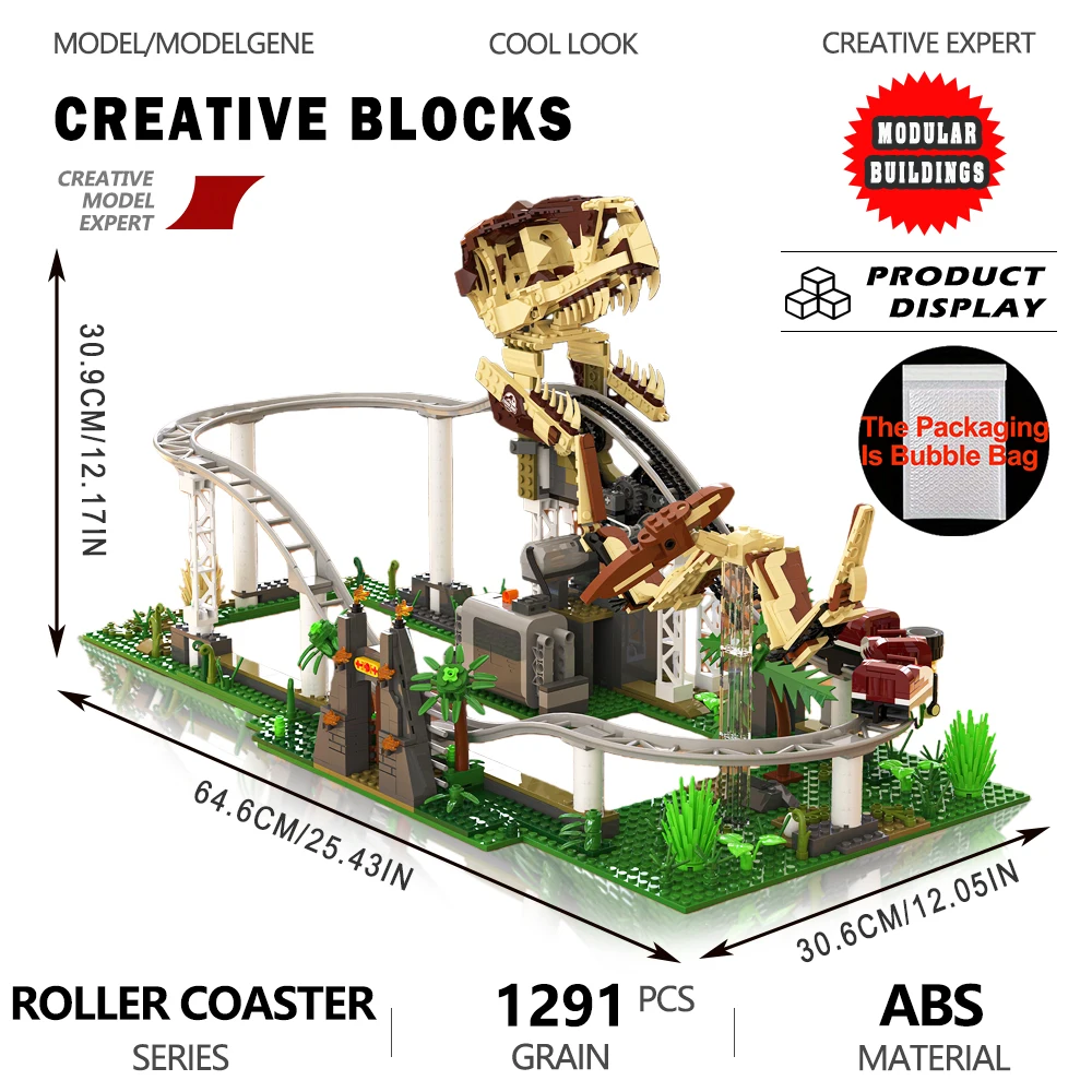 

Американские горки с динозавром, большие сцены, строительные блоки, образовательные DIY сборки, радиоуправляемые кирпичи, игрушечный декор комнаты, Рождественский подарок для детей