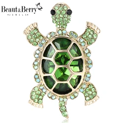 Beaut&Berry Rhinestone Turtle Brooches for Women Unisex Animal Pins Casual Party Accessories New Year Gifts Friends Decoration