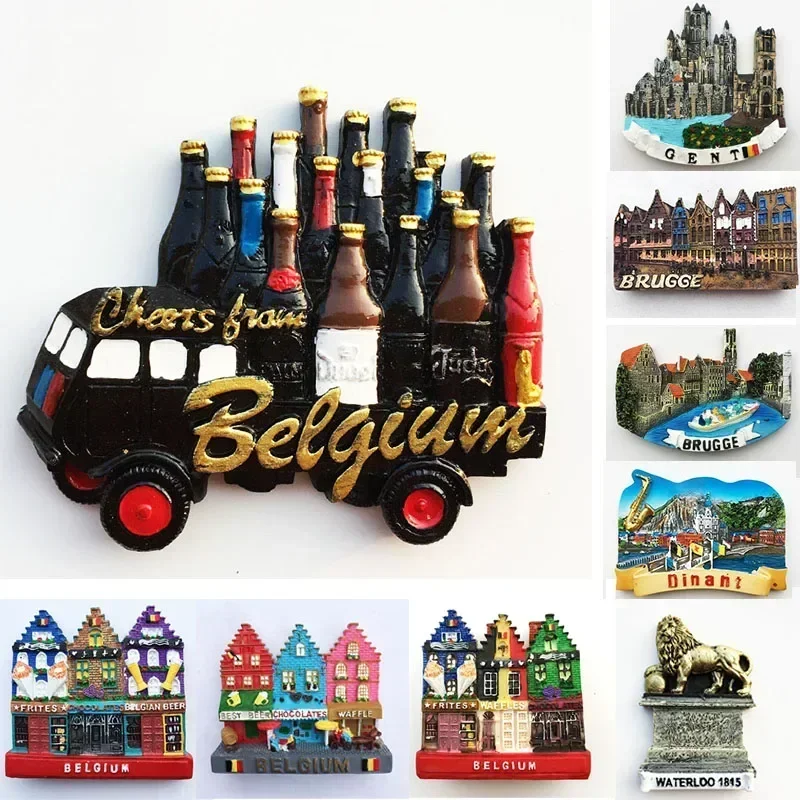 

Belgium Ghent Landmark Building fridge magnets Tourism souvenir Painted Magnetic Refrigerator Stickers Collection Decoration