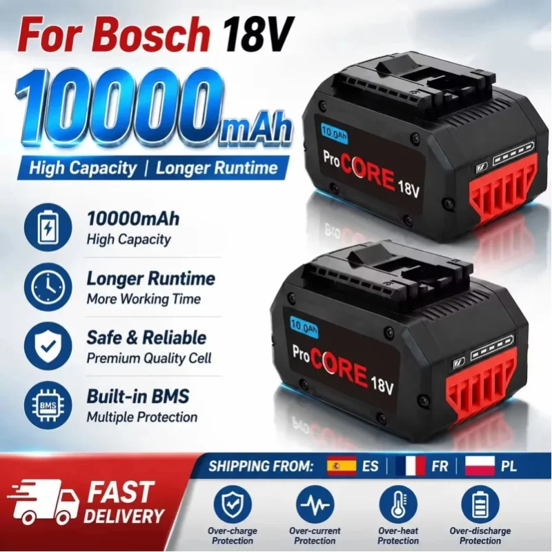 Für Bosch ProCORE 18V Professional Akku-Elektrowerkzeug-Akku, 10,0Ah 21700 Wiederaufladbarer Lithium-Ionen-Akku, Ersatz für BAT609 BAT618 GBA18V8, Geeignet für verschiedene Handbohrmaschinen