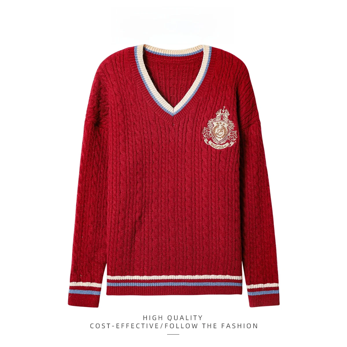 PAIXIANG американский свитер для колледжа с v-образным вырезом, женский осенне-зимний цветной блузка с вышивкой, универсальный топ для похудения