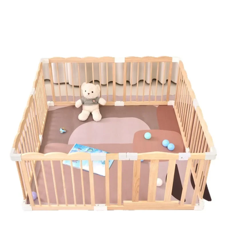 Fence guardrail, baby crawling pad, solid wood toddler fence