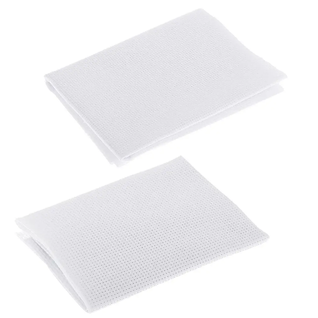 2Pcs White 11 & 14 Count Stitch Cloth Fabric/Canvas 11CT 14CT