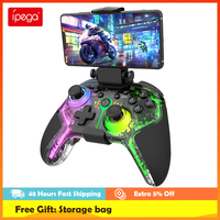 Ipega 9666T Bluetooth Game Controller RGB Colorful Transparency Gamepad For PC /Android /IOS Adjustable Dual Motor Vibration MFI