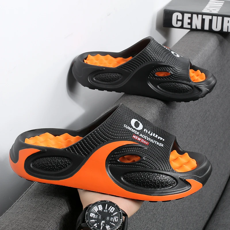 Men's and Women's Summer Outdoor Wear Thick-Soled Anti-Odor and Anti-Slip Men's Slippers, Two-Wear Beach Sandals and Slippers