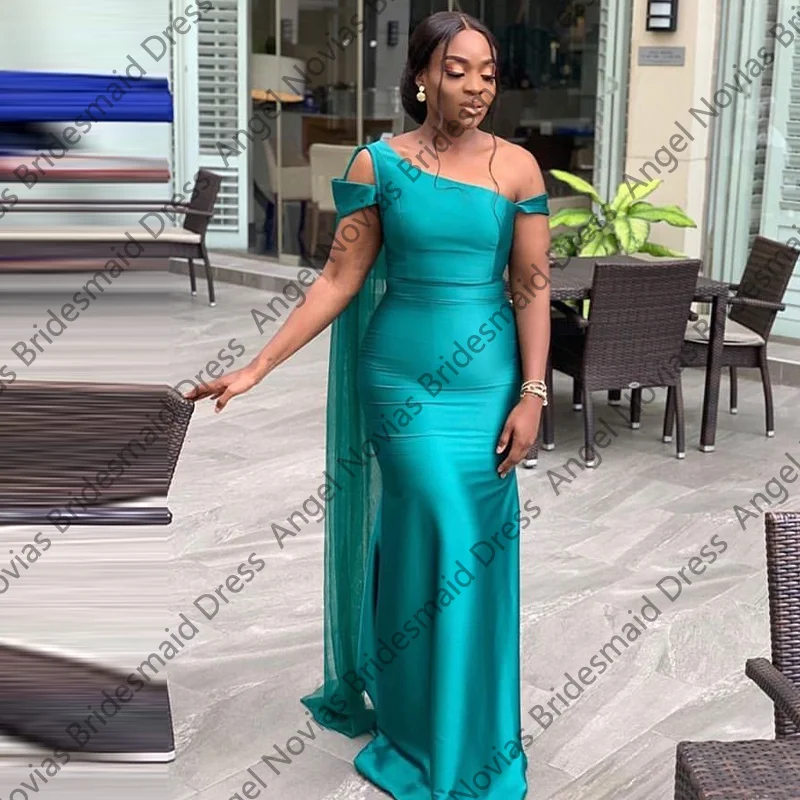 

One Shoulder Mermaid Green Bridesmaid Dresses Wedding Party Dress Robe Mariage Invite robe demoiselle d'honneur de mariage
