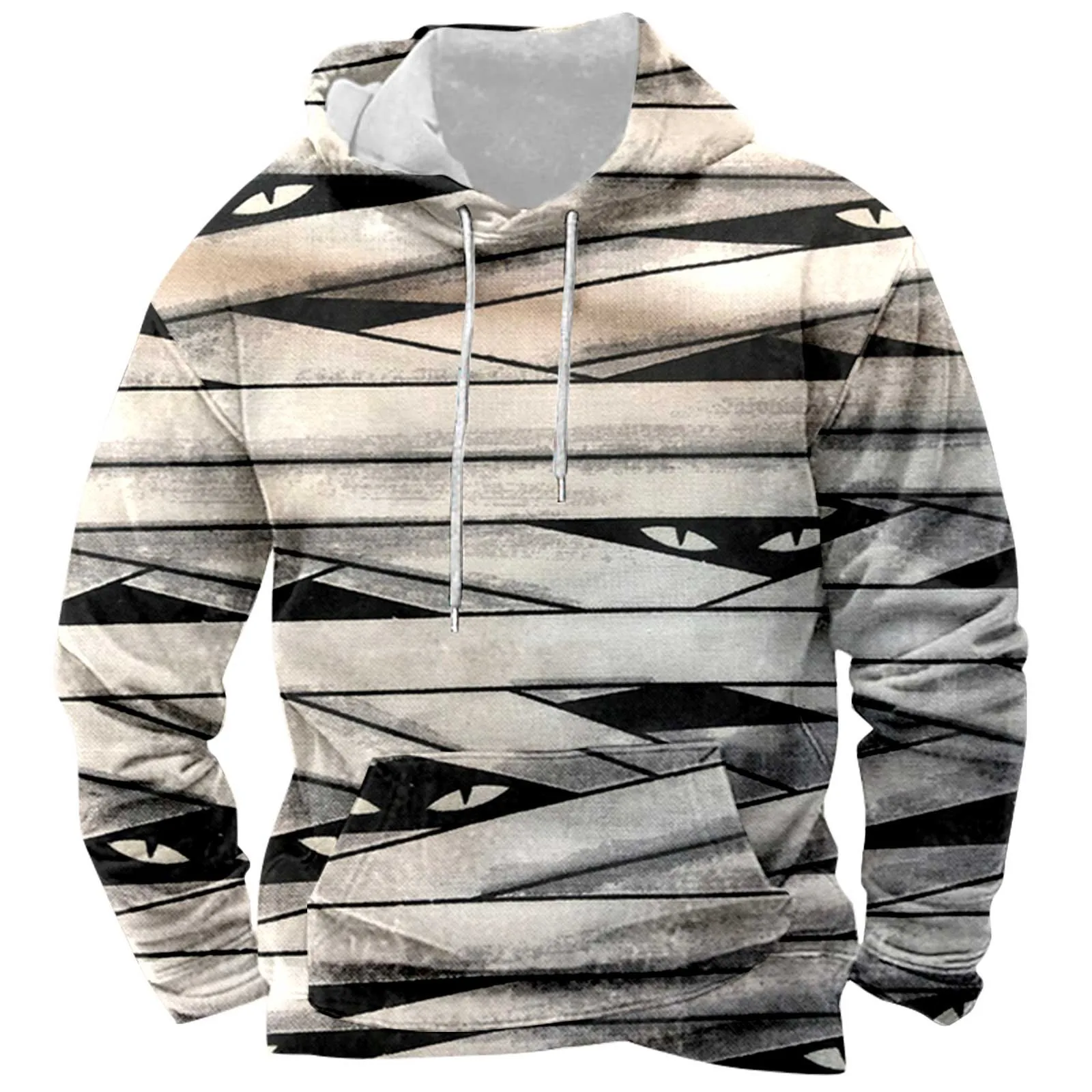 Male Halloween Printed Long Sleeved Hooded Sweatshirt Men Casual Hoodie Dress