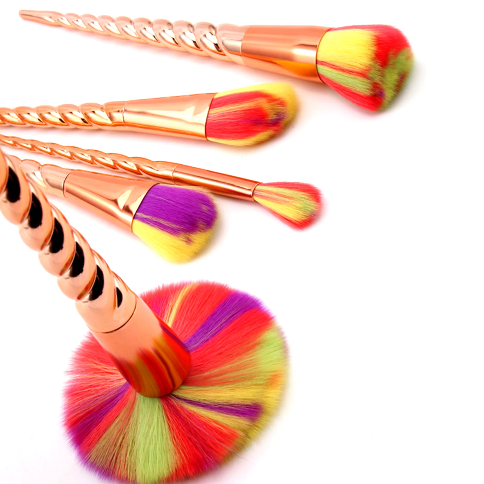 5 pezzi/set pennelli per trucco moda fibra colorata spirale per capelli manico antiscivolo adatto fondotinta in polvere fard correttore multifunzionale