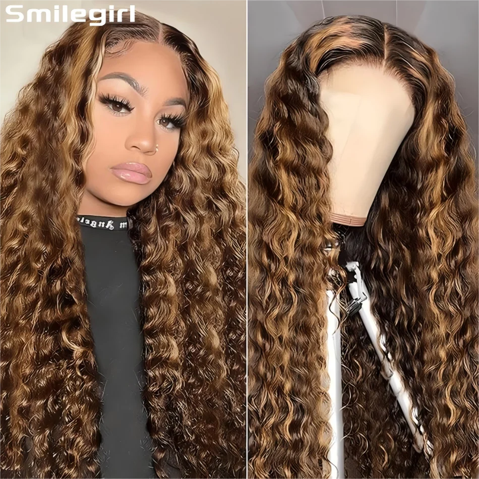 

13X6 Hd Lace Frontal Wig Highlight Wig Human Hair Curly Honey Blonde Deep Wave Human Hair Wigs P1B30 Lace Front Wig 250 Density