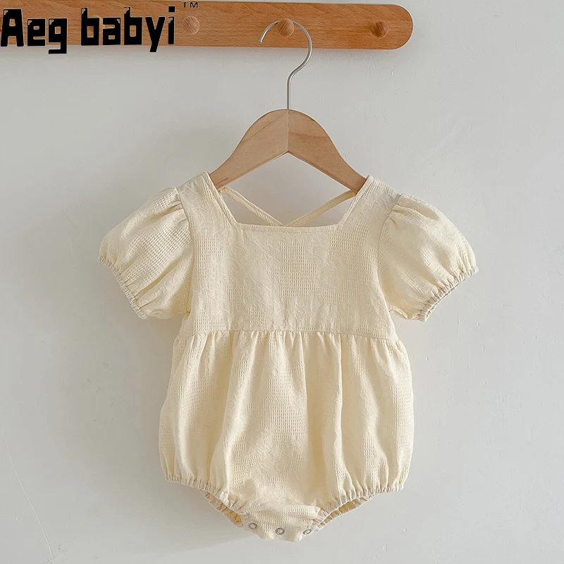 

Summer Baby Clothes Girls Bodysuit Cute Infant Bubble Short Sleeve Jumpsuit Toddler Baby Romper One Piece Clothing 0-24M