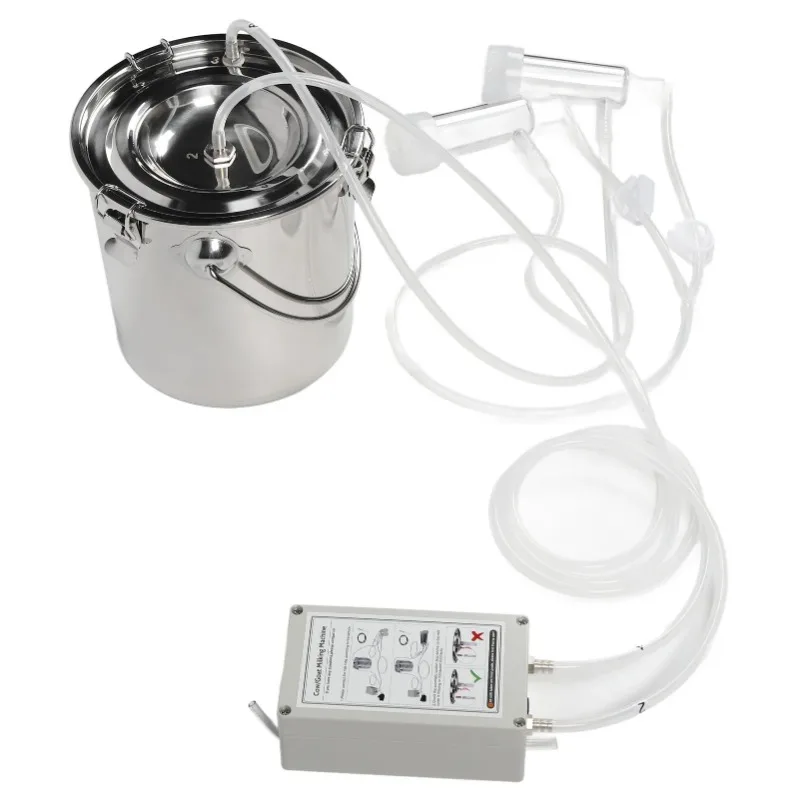 7L Goat Milking Machine Stainless Steel Portable Pulsation Electric Milker Machine Overflow Proof