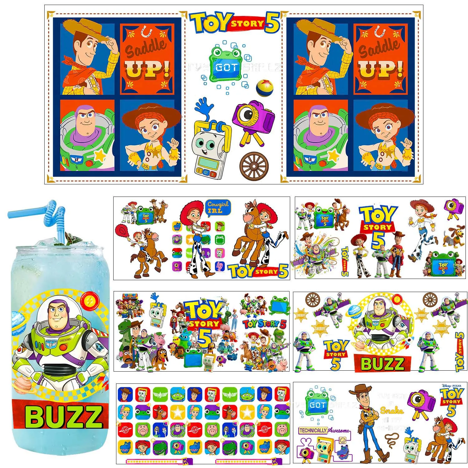 Cute Toys Cartoon Style waterproof peel waterproof DIY Decoration Decals 3D transfers uvdtf stickers 16oz uv dtf cup wraps