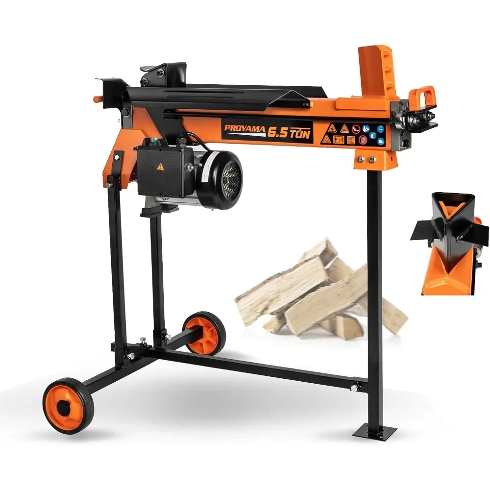 Electric Log Splitter 6.5 Ton with Stand Hydraulic Ram Wood Splitter for Efficient Lumber Cutting