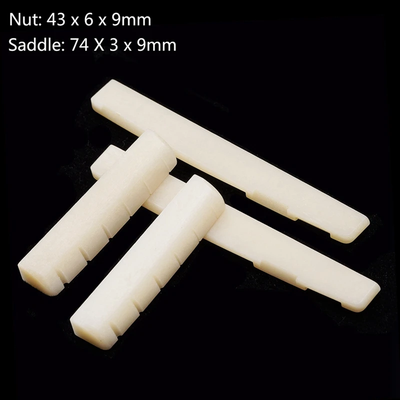 Folk Guitar Cow Bone Upper And Lower Saddle Bridge Saddle Nut Upper Saddle 43Mm Lower Bridge 74Mm Easy To Use