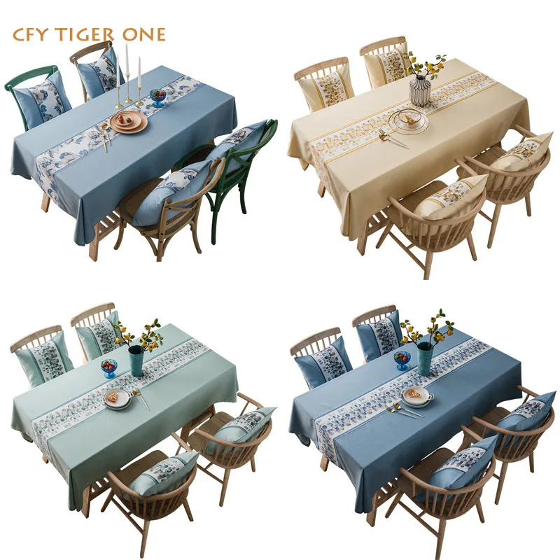 

American Floral Tablecloth Antifouling Rectangular Tablecloth Washable and Oil Resistant Coffee Table Mat Table Cover