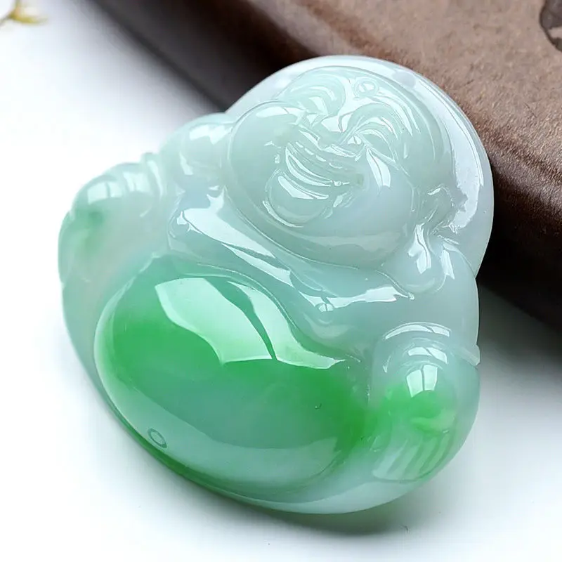 

Certified Jade Buddha Necklace Men Women Fine Jewelry Genuine Myanmar Grade A Jadeite Ice Floating Jade Buddha Pendant Necklaces
