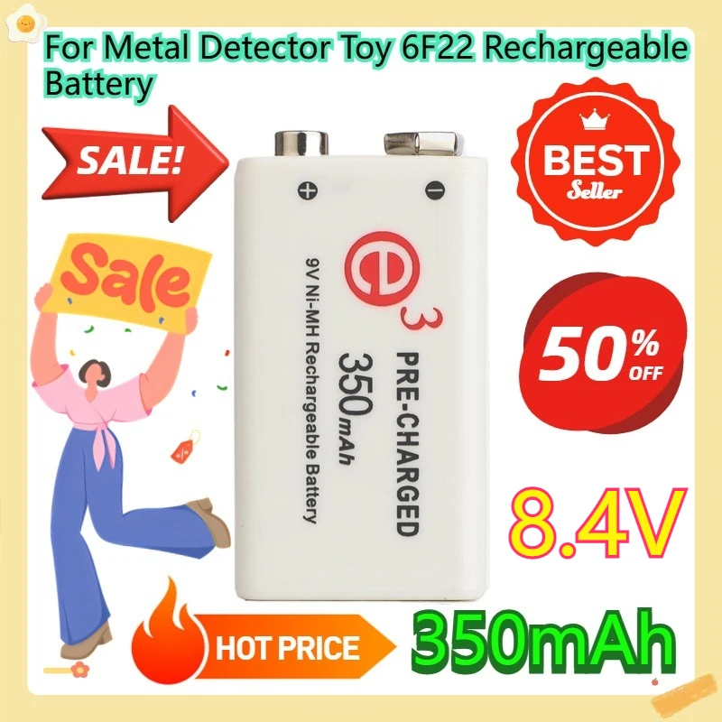 

For Metal Detector Toy 6F22 Rechargeable Battery 350mAh 8.4V