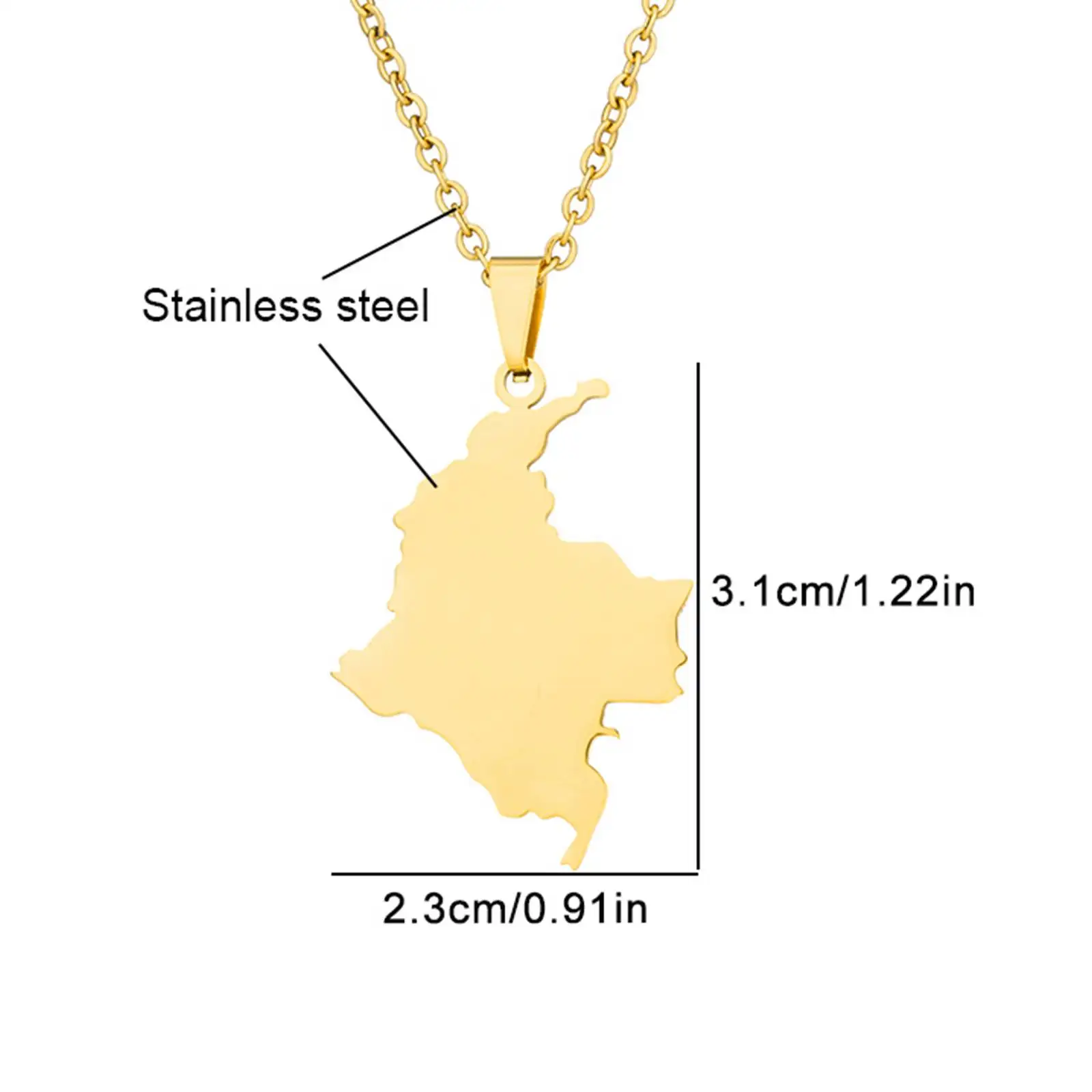 Kolumbien-Karte Anhänger Halskette Edelstahl Ethnischer Schmuck Geschenk für Männer und Frauen – Detail 4