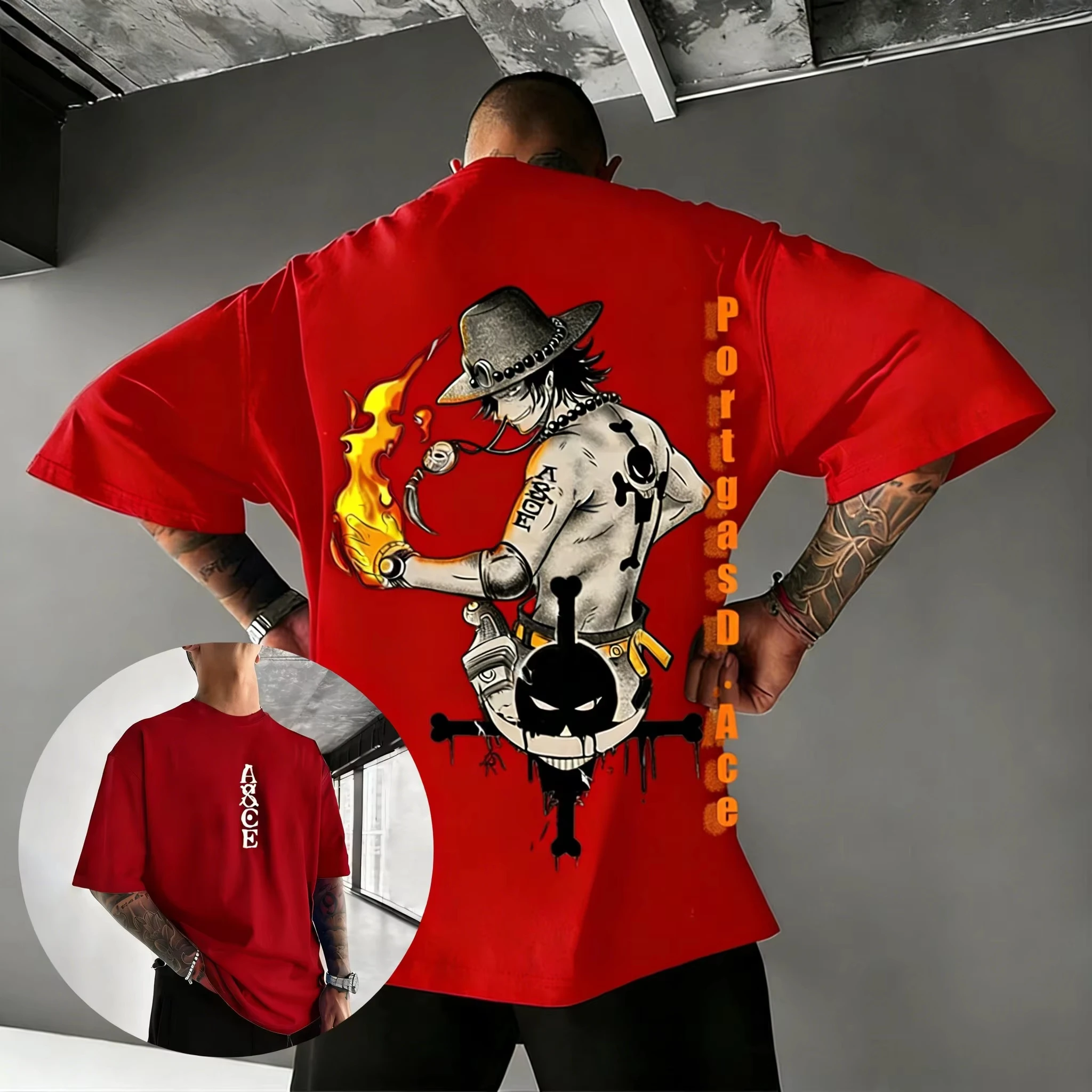 One Piece Ace Print 2026 New Hot Anime Graphic T-shirt Men Women Graphic Tee Streetwear Oversized Casual Top Cosplay Summer