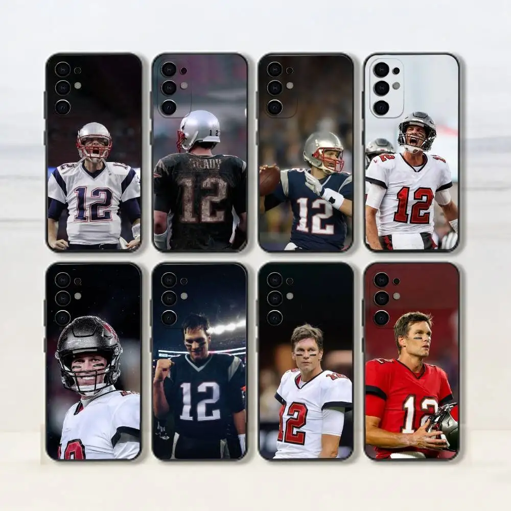 Capa de Telefone Tom Brady - Quarterback Lendário do Rugby, Silicone Preto Macio para Samsung S25, S24, S21, S22, S23, S30, Ultra, S20, Plus, Fe, Lite