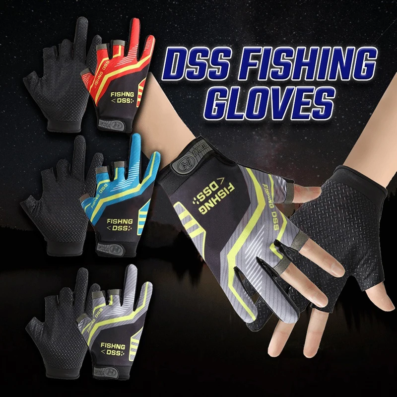 Ice Silk Fishing Gloves Breathable Thin Sun Protection Anti-Slip Routes Gloves for Fishing