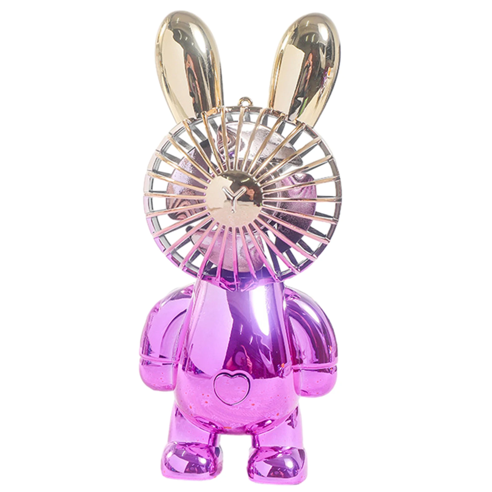 1 Set Fan Charging Cable Electroplating Handheld Fan Little Rabbit Gradient Color Purple Gradient High Quality
