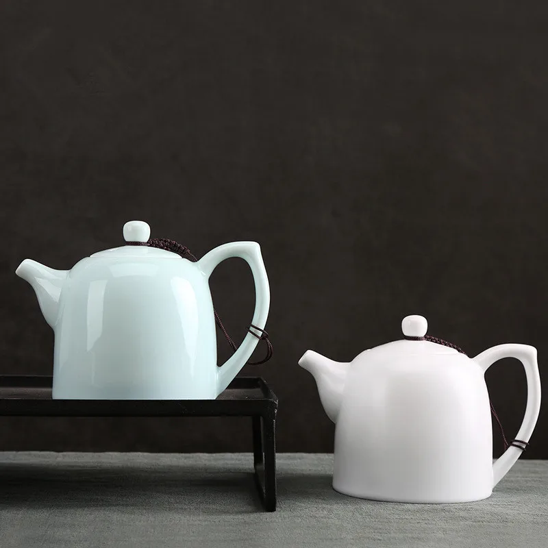 180ML/230ML/250ML Bright Glaze Suet Jade Ceramic Teapot Chinese Kungfu Tea Cup White Porcelain Tea Pot Filter Kettle Tea Maker