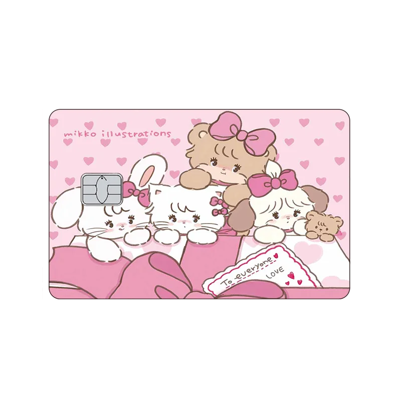 New Hello Kitty Anime Bank Traffic Card Laser Sticker Kawaii Sanrios Small Large No Big Chip Credit Debit Card Film Skin Cover