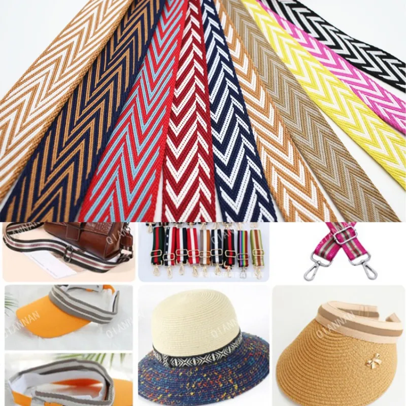 2m 38mm Wide Colorful Polyester Jacquard Woven Straps For Luggage Backpack Canvas Belt Shoe And Hat Decoration Accessories