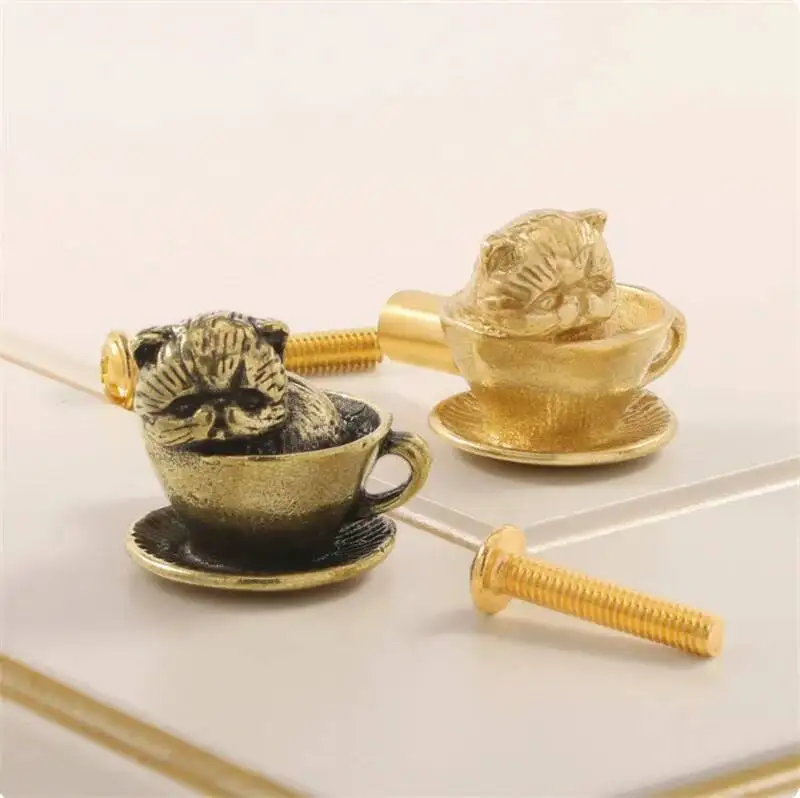 خمر القط الأثاث مقبض المقابض النحاس هريرة الحيوان مقابض للمطبخ خزانة مشروبات باب خزانة خزانة درج يسحب #4