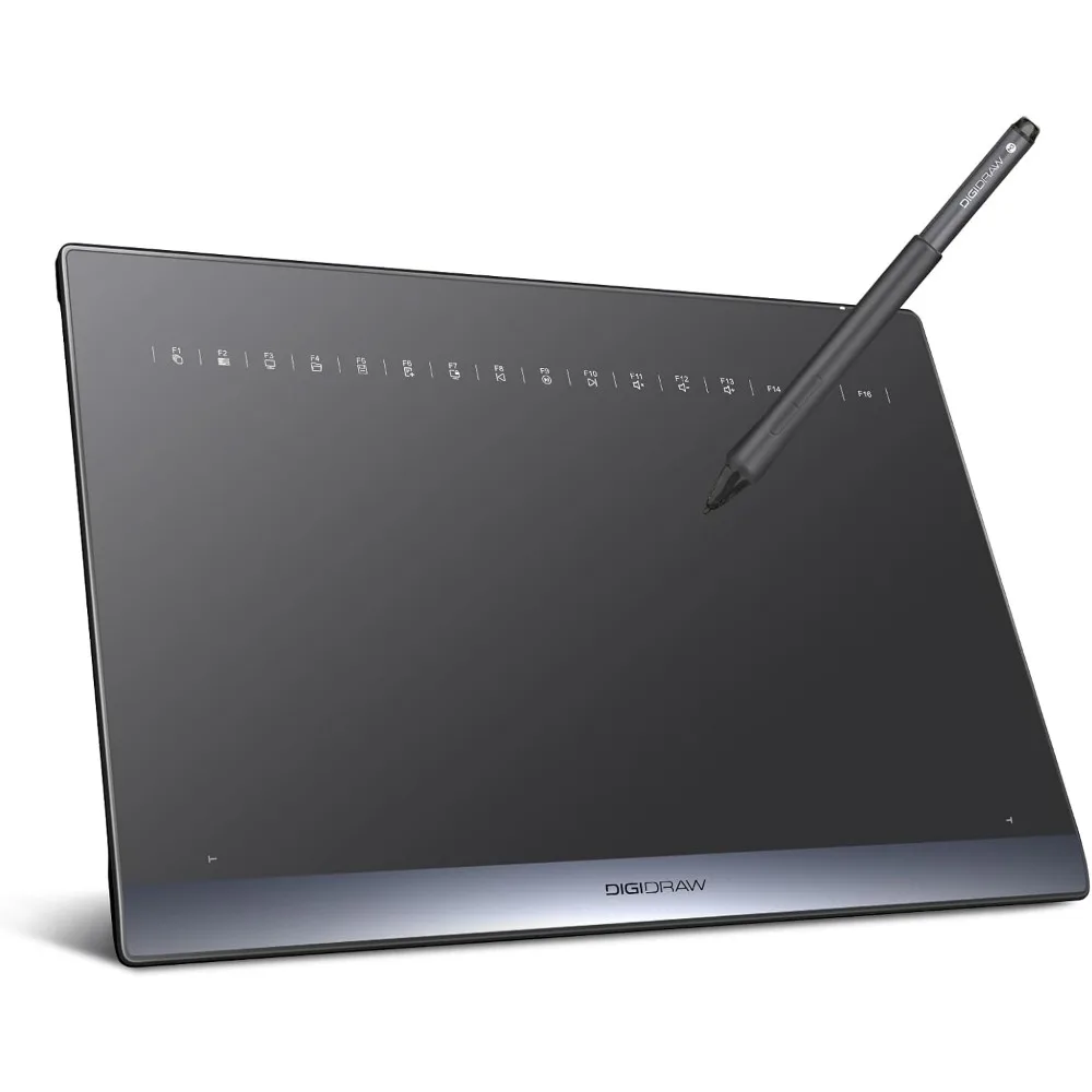 Bluetooth Graphics Tablet 10x6.25'', 16384 Levels, 60 Tilt, 16 Shortcut Keys, Paper Texture Board for Art & Design