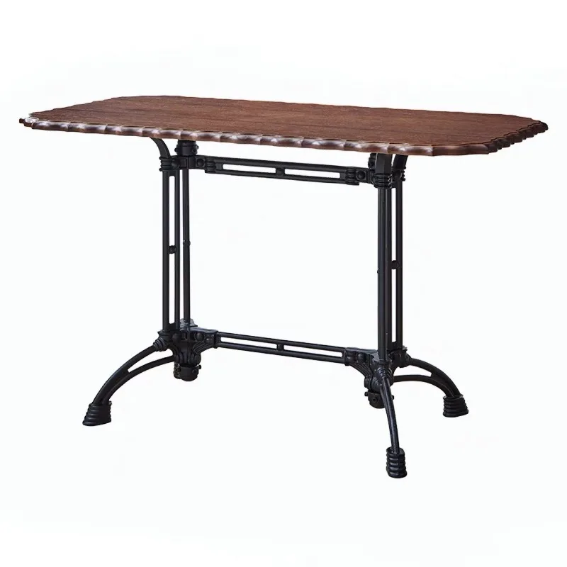 

French retro solid wood small round table coffee shop dessert shop negotiation home balcony