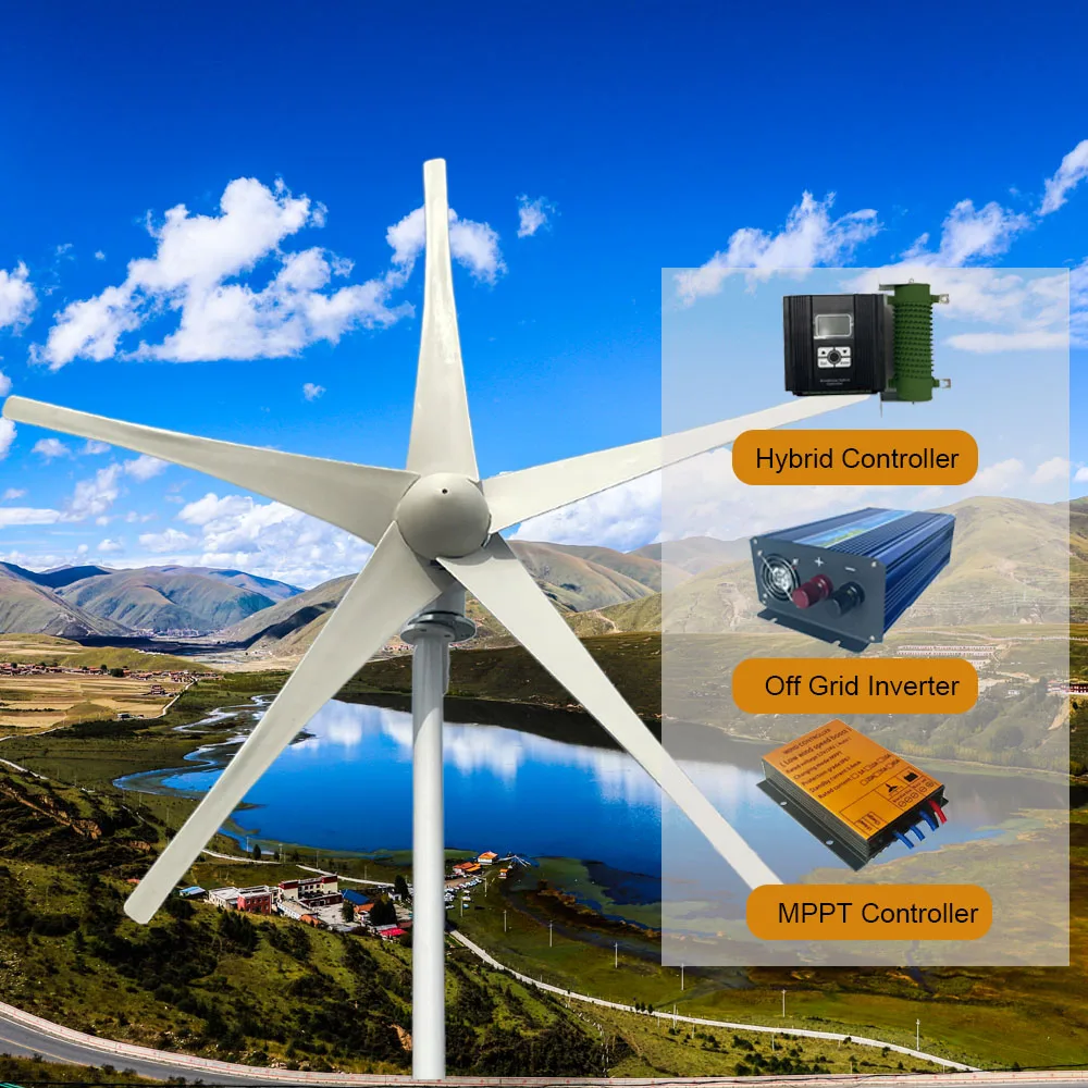 

10000W 10KW Horizontal Wind Turbine Generator 24V 48V Free Energy Magnetic Dynamo Strong Power 220v Inverter Output For Home