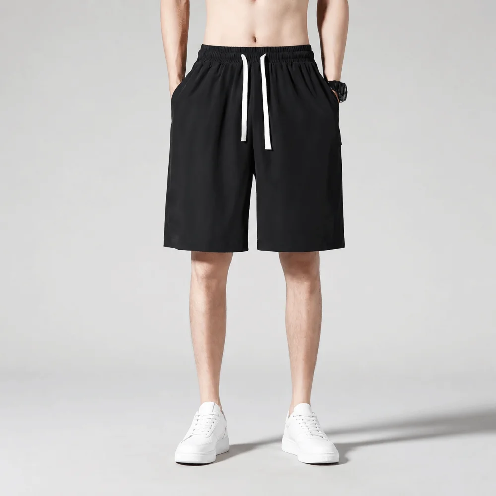 Ice Silk Ice Silk Shorts Loose Fit Elastic Waist Quick Dry Shorts Breathable Solid Color Elastic Waist Shorts Summer Wear