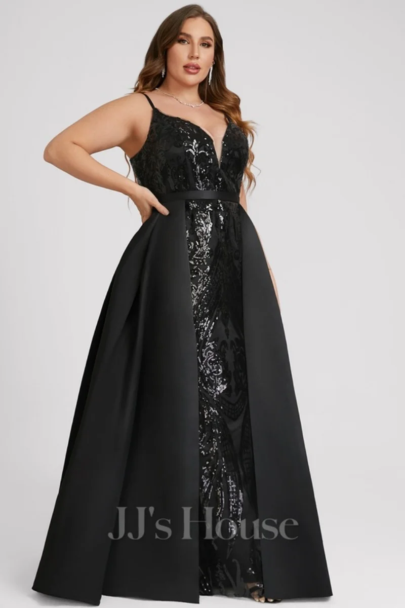 Annie vestido de casamento preto bordado lantejoulas capa cetim luxo vestidos de baile sereia elegante senhora sob medida vestidos de ocasião