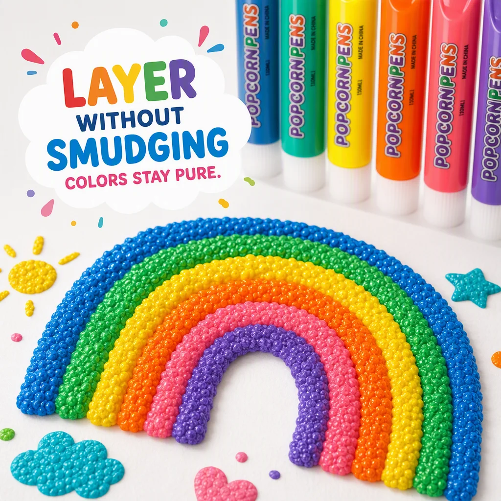 6 Color 3D Magic Popcorn Pen Set Kids Art Supplies Creative Stationery Smooth Writing Marker For DIY Painting Greeting Card