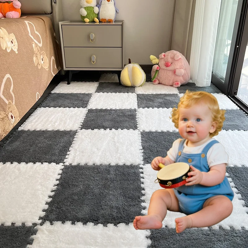 

Soft Plush Warm Carpet Baby Play Mat Baby Bedroom Patchwork Carpet EVA Foam Interlocking Sports Floor Tiles Baby Warm Game Mat