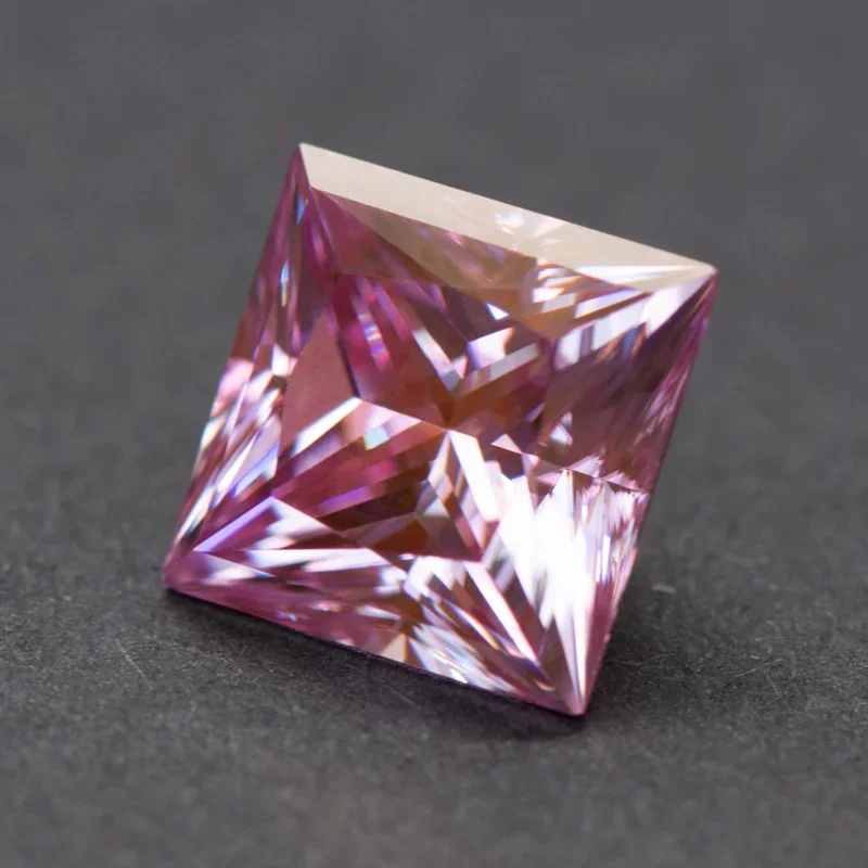 Moissanit Prinzessinnen-Schliff Sakura Rosa Farbige Charms Laborgezüchteter Diamant DIY Ring Halskette Ohrringe Materialien mit Zertifikat – Detail 4