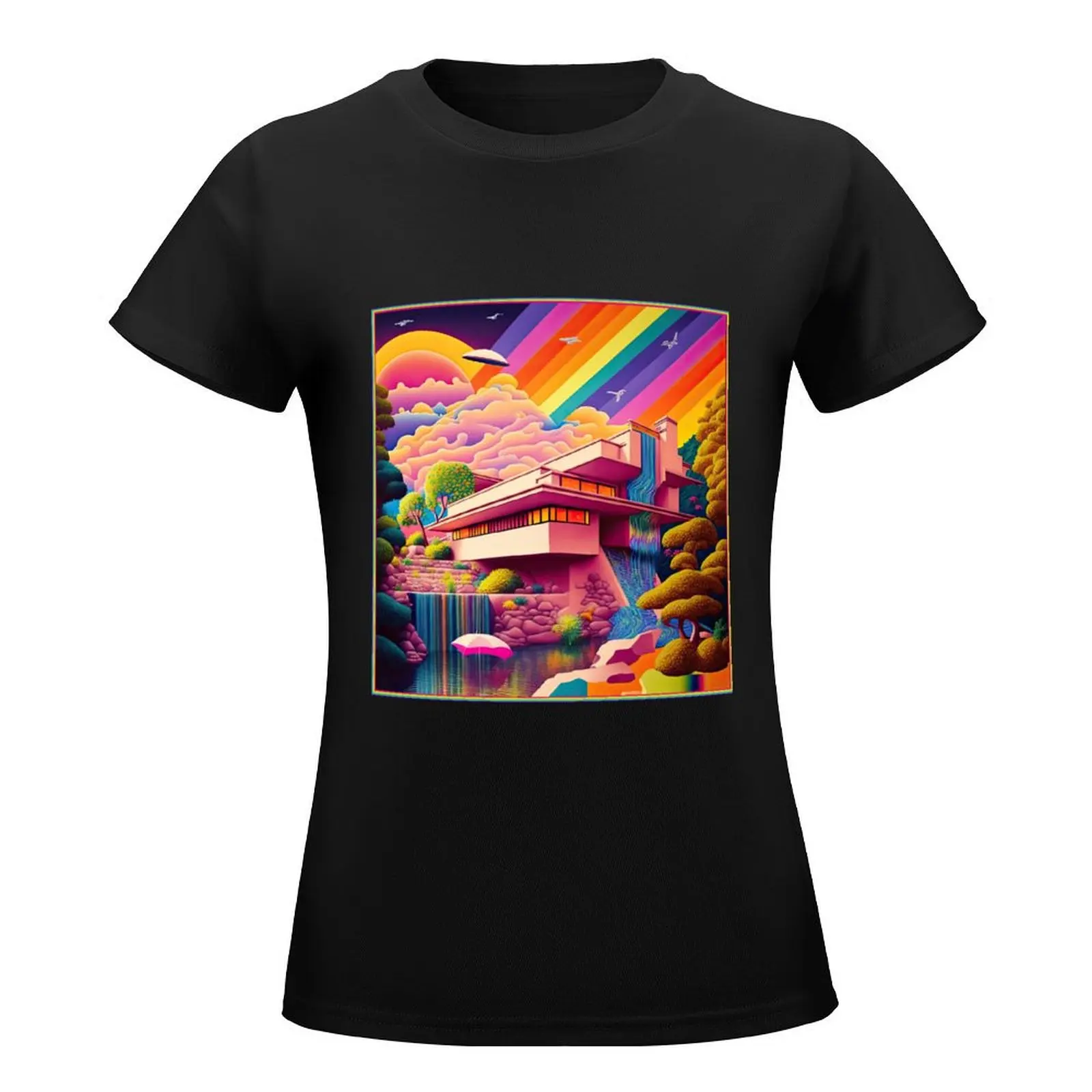 Rainbow ARTchitecture Fallingwater T-Shirt hippie clothes cute clothes Top Women