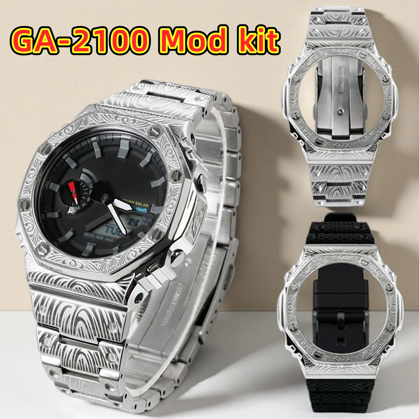 

For Casio Farm Oak GA2100 Mod Kit Stainless Steel Metal Case Strap, For G-SHOCK GA-B2100 GA-2100 GA-2110 Metal Watch Bezel band