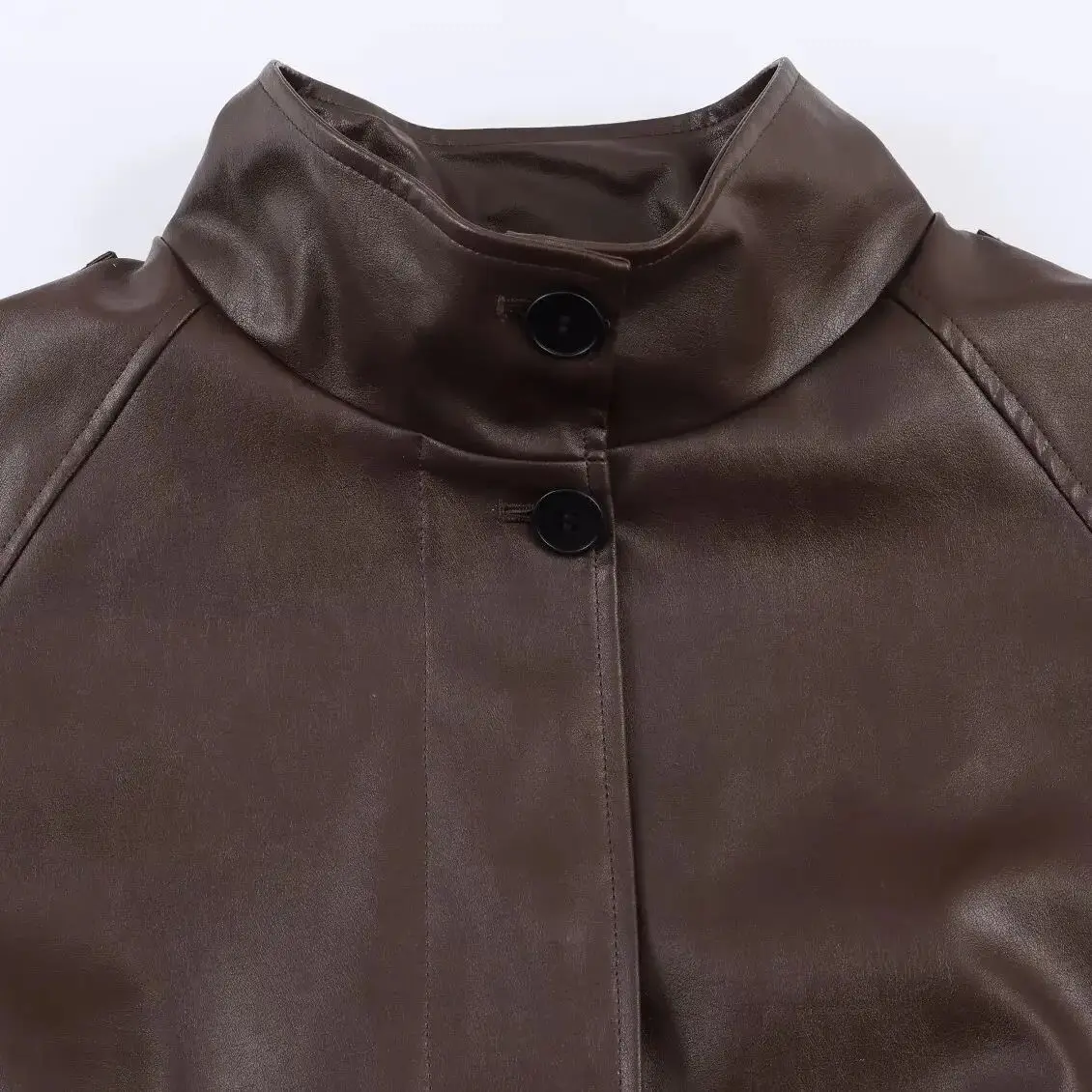 DiYiG femme 2025 hiver nouvelle mode Faux cuir col décontracté Joker poche à manches longues veste d'extérieur Mujer