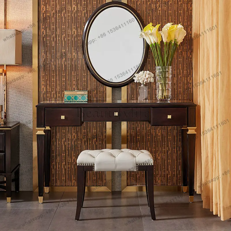 Modern American light luxury all-solid wood dresser, simple bedroom dresser