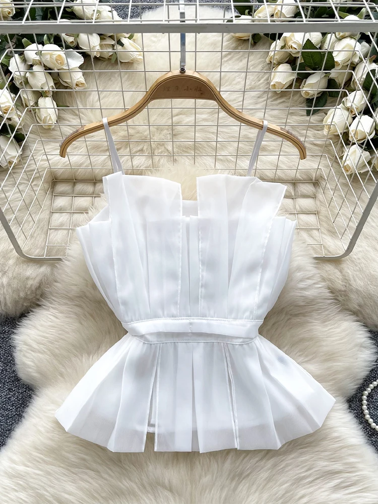 Women\'s Apricot Crop Top Vintage Y2k Camisole Off Shoulder Sleeveless Corset Top Sleeveless Vest Tank Top 2000s Clothes Summer