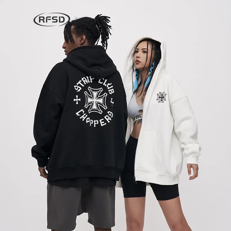 

Men's 2024 Autumn/Winter New Trendy Brand Plush Thick Printed Hoodie Heavy Weight 380g Jacket for Men and Women Couple