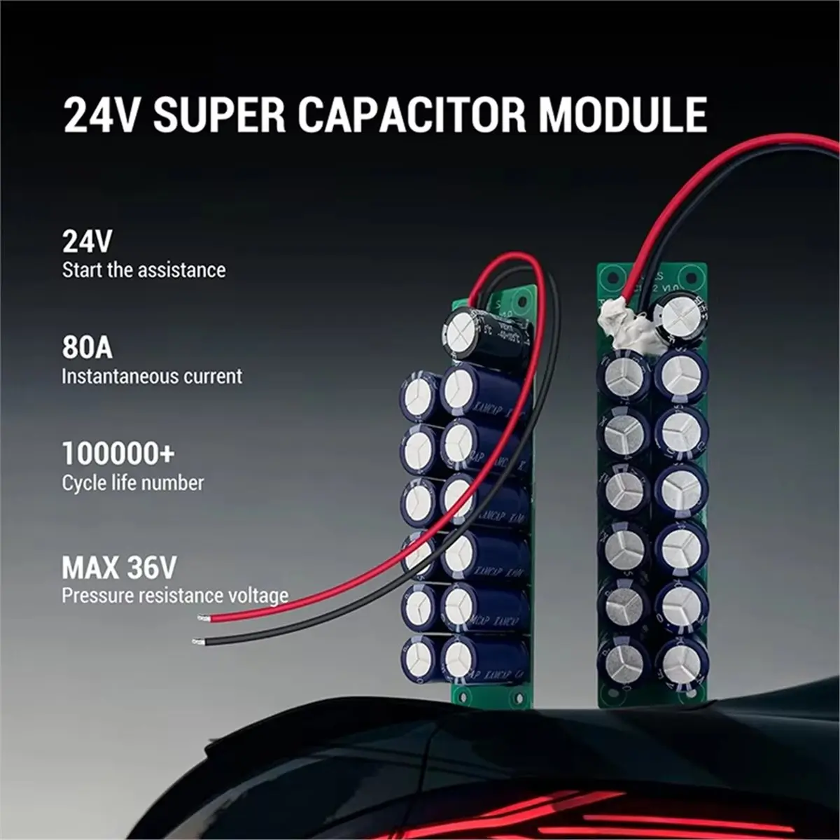 New 24V 2.5F Super Capacitor Module 33V Working Voltage 36V Max Voltage 80A Instant Current Super Capacitor