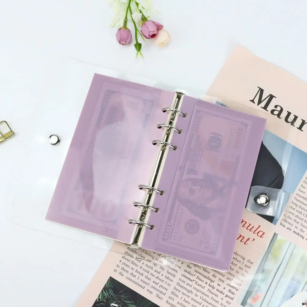 5pcs A6/A7 Binder Folders Inner Page 6 Hole Colorful Idol Photo Card Holder PP Budget Sheet Loose Leaf Inside Paper