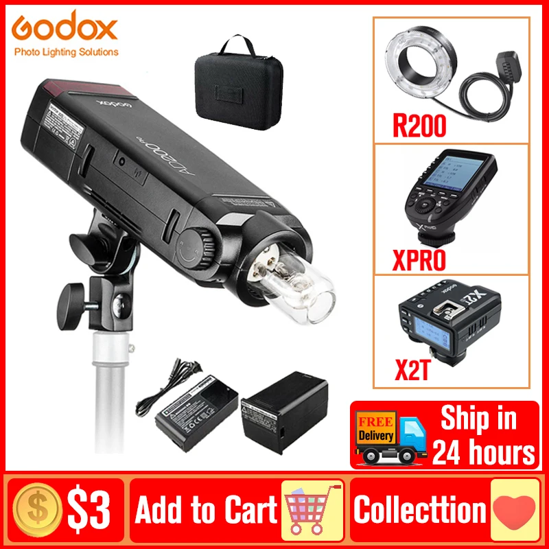 

Godox AD200Pro AD200 Pro Outdoor Flash Light TTL 2.4G 1/8000 HSS Pocket Speedlite Strobe for Canon Nikon Sony Fuji Olympus DSLR