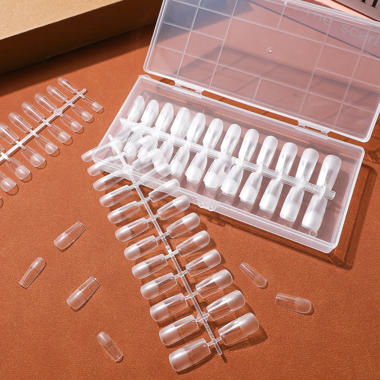 

240Pcs Transparent Full Coverage Nail Tips Easy to Apply Trim Shape File for DIY Gel Manicure Professional Nail
