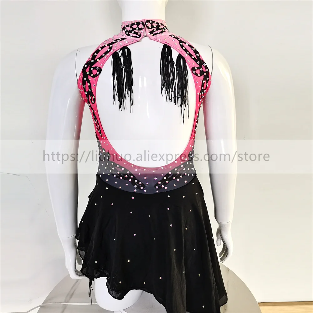 LIUHUO Women Aldult Girl Customize Costume Performance Competition Leotard Ice Figure Skating Dress Roller Pink Modern Dance Kid